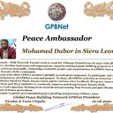 Happy Welcome to Ultimate Global Peace by 2027 campaign team & please contact for Cooperation #ForPeace #GPBNet<br />Awarded Peace Ambassador Mohamed Dabor in Siera Leone  <br />You too Receive Peace Ambassador Certificate to work #ForPeace Watsapp +79811308385 –GPBNet Join, Subscribe and Share #YoutubeRecommend for Cooperation, to Donate, for consultation, to invite as Guest Speakers at your online or offline events, to Volunteer, to receive marriage blessing call www.ivacademy.net