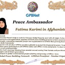 Meet our Global Peace Building team and contact for now Cooperation GPBNet Fatima Karimi in Afghanistan