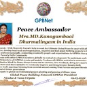 Happy Welcome to Ultimate Global Peace by 2027 campaign team & please contact for Cooperation #ForPeace #GPBNet<br />Awarded Peace Ambassador Mrs.MD.Kanagambaal Dharmalingam in India<br />You too Receive Peace Ambassador Certificate to work #ForPeace Watsapp +79811308385 –GPBNet Join, Subscribe and Share #YoutubeRecommend for Cooperation, to Donate, for consultation, to invite as Guest Speakers at your online or offline events, to Volunteer, to receive marriage blessing call www.ivacademy.net